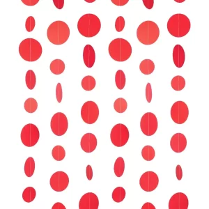 20 Feet Total Red Paper Garland Circle Dot Party Banner Wall Streamers Backdrop Ceiling Hanging Decorations for Birthday Weddin