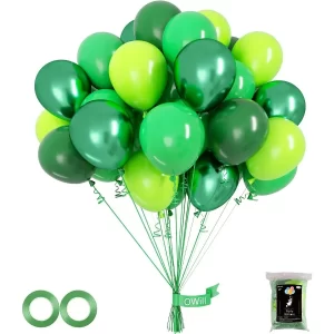 100pcs Green Balloons 12 Inches Different Shades Dark Green Emerald Green Lime Green Chrome Metallic Green Latex Balloons for J